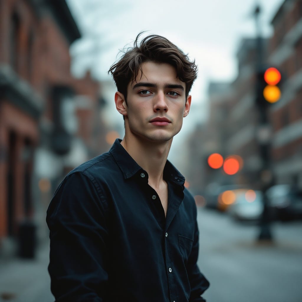 a handsome young man on the street