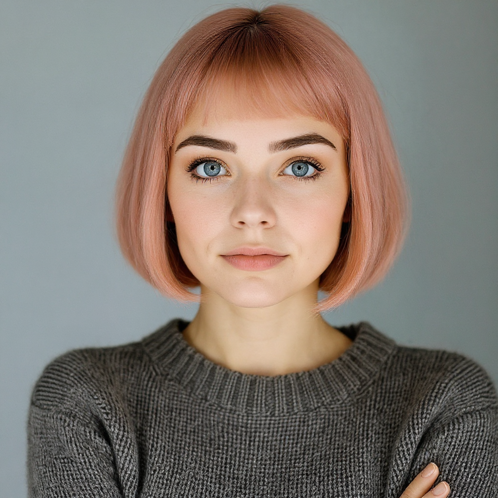 Transformierte Frisur und Farbe